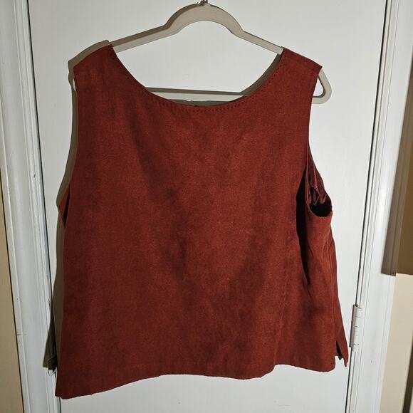 Two Piece Set Tank & Jacket in Rust Terracotta Plus Sz 22W Indie Festival Soft - Picture 5 of 11